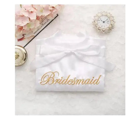 Bride Bridesmaid Wedding Robe Embroidery Kimono Bathrobe Gown Nightgown Casual Satin Short Women Sexy Nightwear Sleepwear