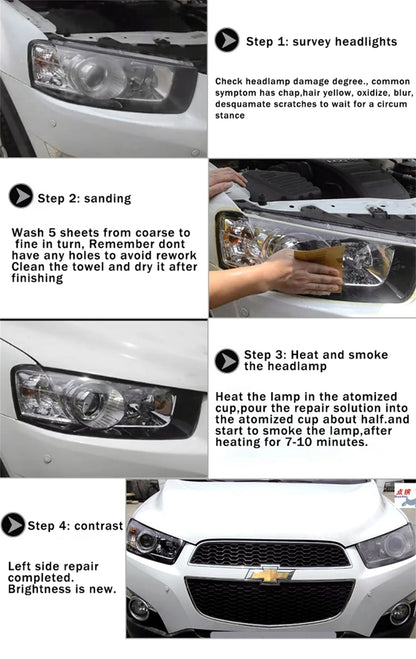 Headlight Polishing Set Auto Headlight Renovator Light Restoration Clean Car 300ml Polish Spotlights Headlights Renovation Kit