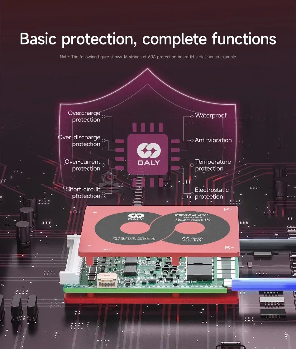 DALY BMS 3S 4S 6S 7S 10S 12S 13S 14S 15S 16S Li-ion And LiFePO4 32650 21700 18650 BMS 15A To 100A With Balance Function And NTC