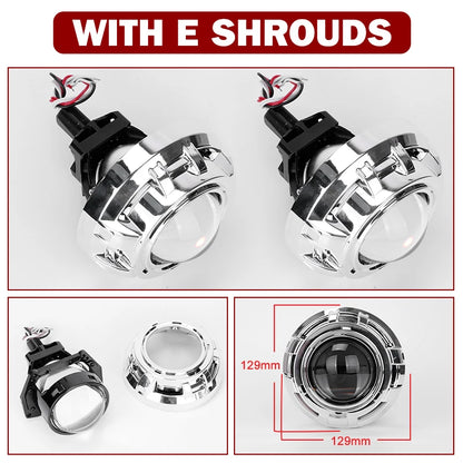 3.0 Inch Bi LED Projector Hella Lenses H4 H7 9005 9006 Car Headlight Bulbs Retrofit Kits Angel Eyes Halo Lights WHITE DRL 120W