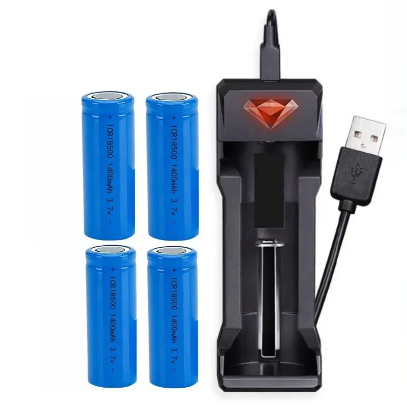 3.7V 18500 rechargeable lithium battery 1400mAh rechargeable battery flashlight strong lighting power tool battery