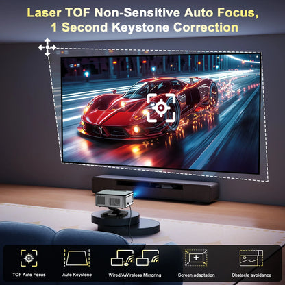 2025 HORLAT 45000 Lumens 4K UHD Projector Laser TOF Focus Android 12 WiFi 6 1080P Full HD Daylight Home Theater Movie Projector