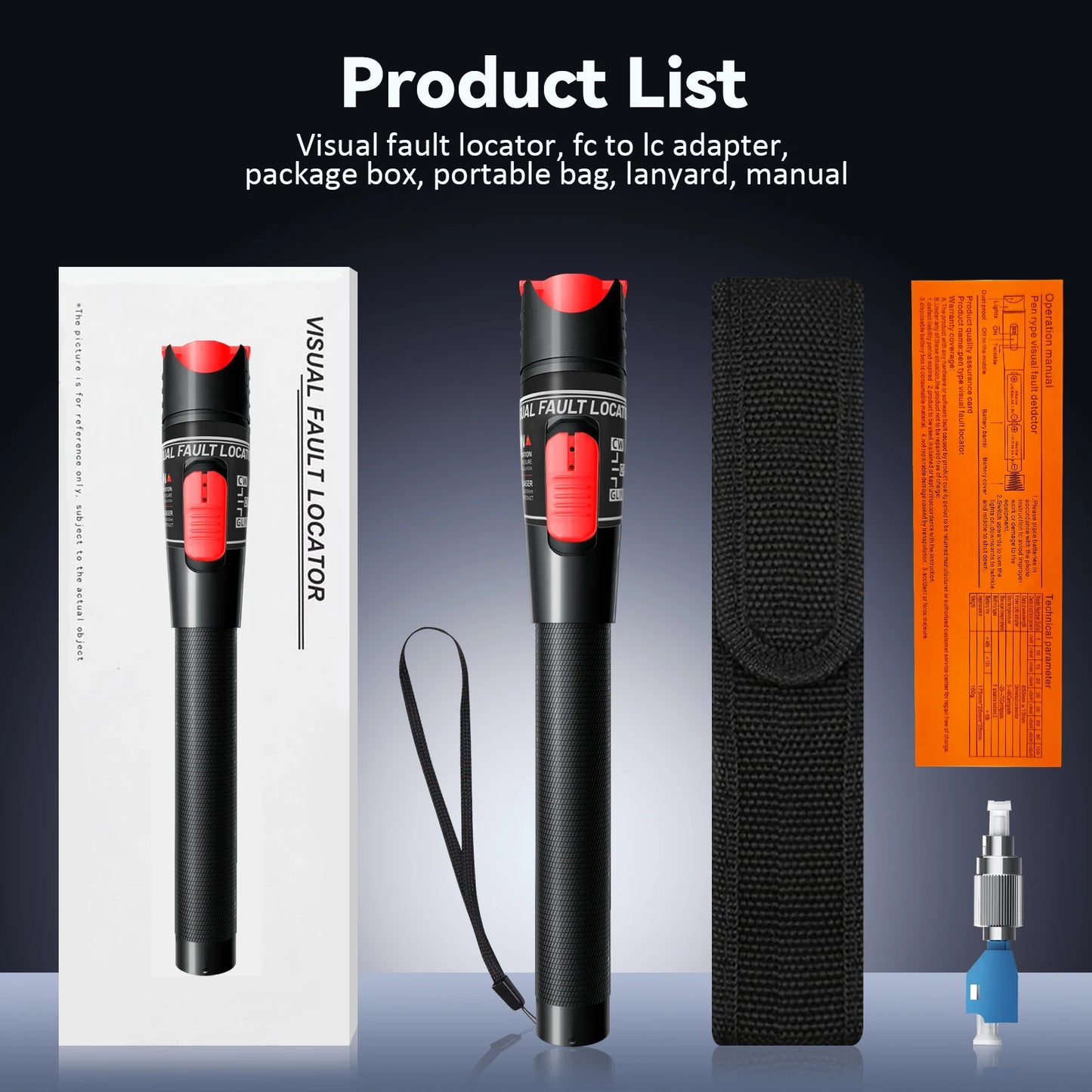 Fiber Optic Cable Tester Pen 30/50/80/100mw Visual Fault Locator SC/FC/ST 2.5mm Interface VFL 30/50/80/100Km Range