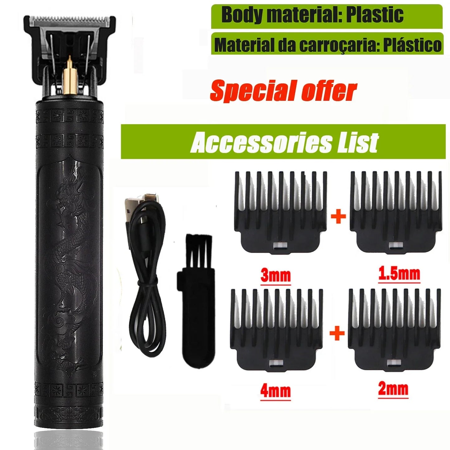 OHS T9 Vintage Electric Hairdresser Oil Shaving Head Pusher Carving Clipper Hair Cutting Machine Precision Trimmer for Men Care