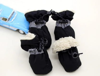 4pcs Antiskid Puppy Shoes Waterproof Winter Pet Dog Anti-slip Rain Snow Boots Footwear Thick Warm For Prewalkers Socks Booties