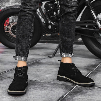 2025 Hot Selling High Top Retro Mens Casual Shoes Outdoor Wear-resistant Lace Up Flat Shoes Autumn and Winter Warm Walking Shoes