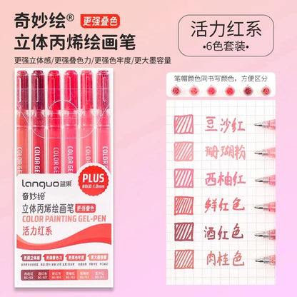 150/6 Colors Acrylic Gel Pen Student Diary Scrapbook Painting DIY Gel Pen Set Color Drawing Doodling Art Markers School Supplies