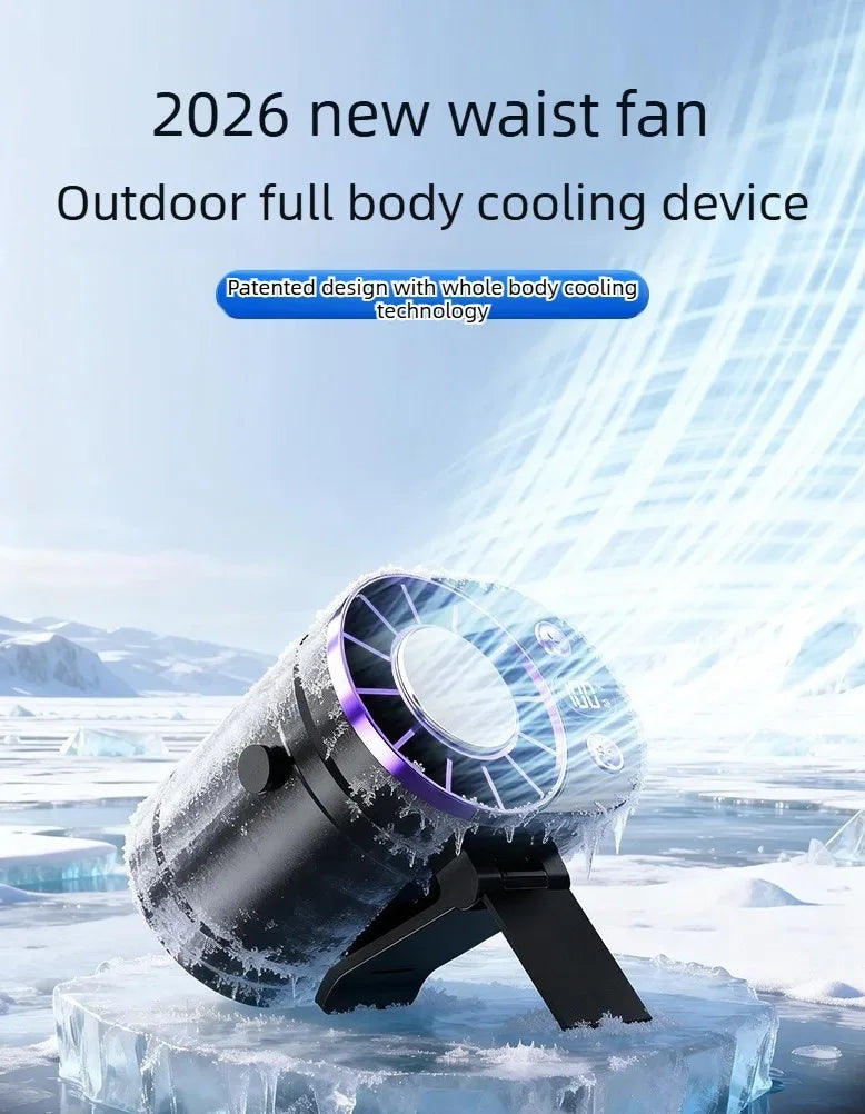 USB Waist Hanging Fan Neck Cooling Fan 2026 New Rechargeable Outdoor Camping High Temperature Workplace Portable Small