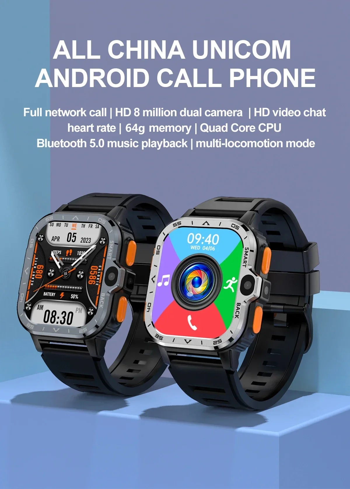 2024 New SIM Smart Watch 2.03inch 4G Network GPS Wifi NFC Dual Camera 64G ROM Storage Google Play Small mobile phone Smartwatch