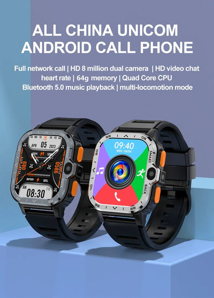 2024 New SIM Smart Watch 2.03inch 4G Network GPS Wifi NFC Dual Camera 64G ROM Storage Google Play Small mobile phone Smartwatch