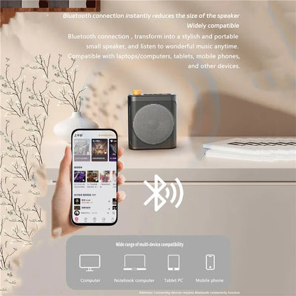 Bluetooth Wireless Voice Amplifier With Lavalier microphone for Teachers Elderly Tour Guides Coaches U-Disk Megaphone Microphone