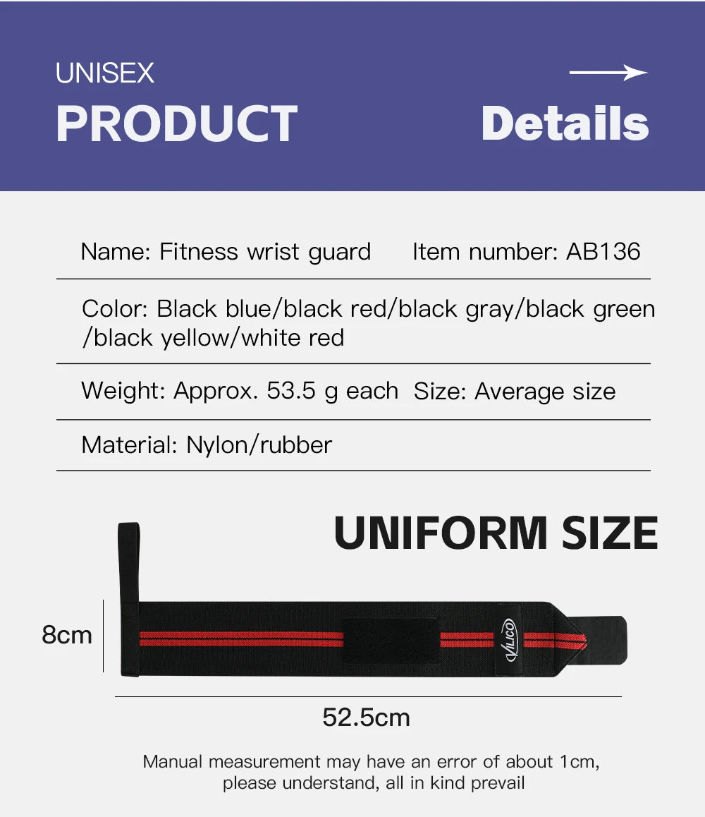 Fitness Wristband Wrapped Design With Adjustable Elasticity to Support and Stabilize The Wrist, Avoiding Wrist Injuries