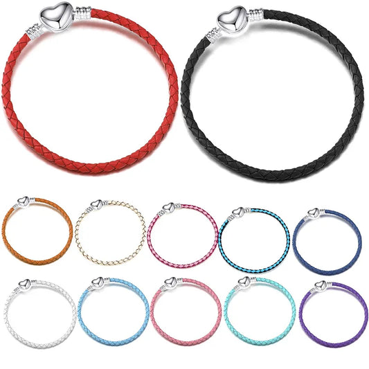 Double Circle Love Leather Rope Bracelet PU Basic Chain Accessories Valentine's Day Gift DIY Fine Jewelry