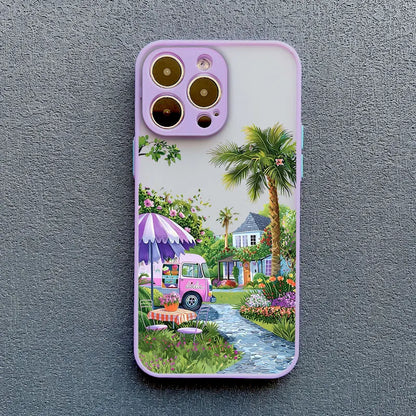 Coconut Tree Phone Case For iPhone 11 12 13 14 15 Pro Max Mini 16 Pro Max X XR XS 7 8 15 Plus SE Summer Scenery Shockproof Cover