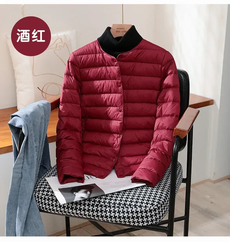 Light Down Coat Spring Autumn Warm Women White Duck Down Slim Jackets Female Fashion Ultra Lightweight Packable Puffer Coats