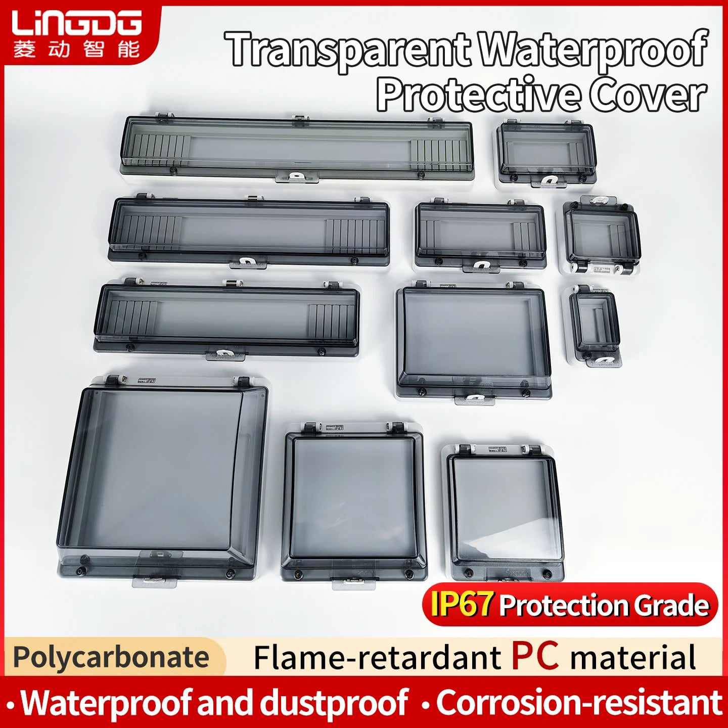 Outdoor Waterproof Window Cover with Lockable Circuit Breaker Electrical Box, Transparent Cover for IP67-Rated Button and Instru