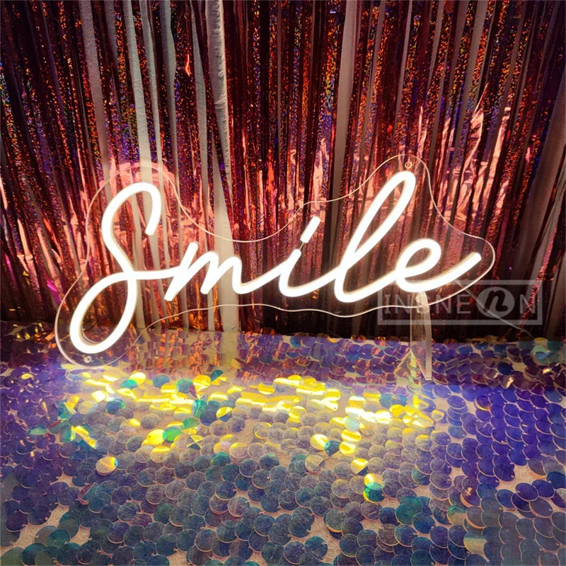 Smile Neon Signs USB-powered Desktop/Bedroom Neon Sign Girl Room Birthday Party Camping Bar Valentine's Day Christmas Decoration