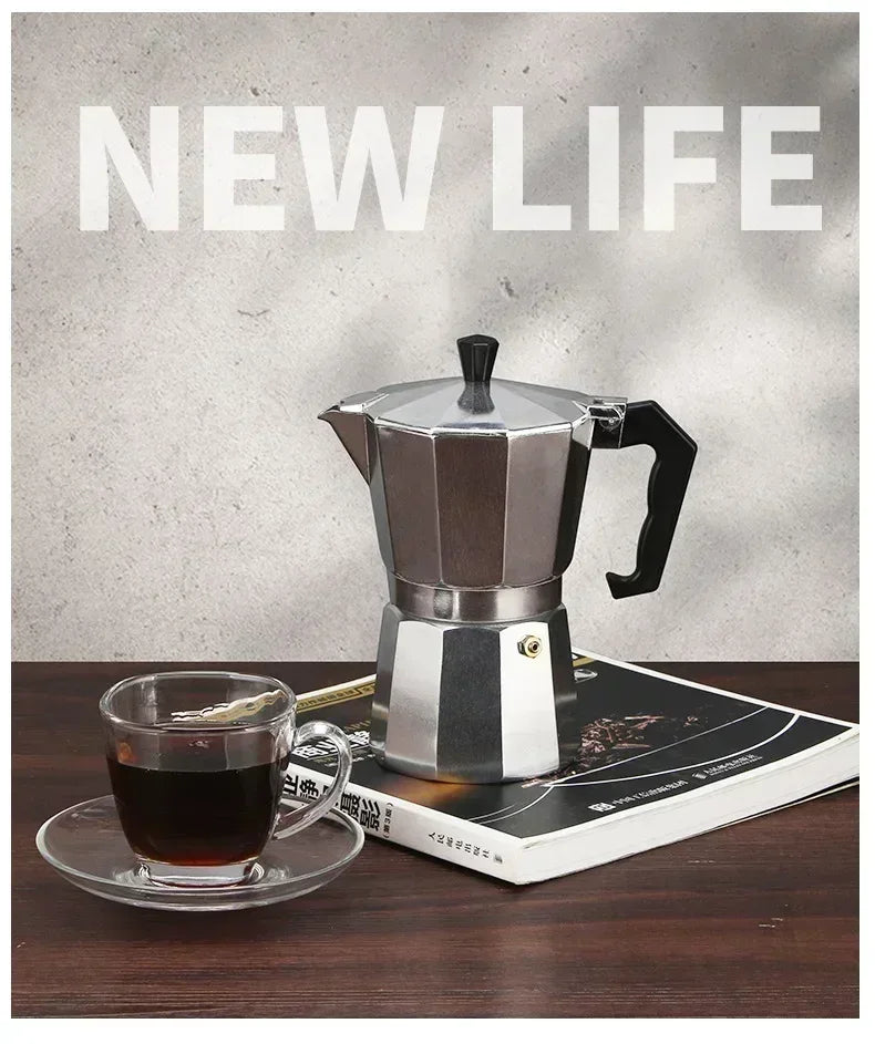 New 50ml-600ml Moka Pot Aluminum Household Electric Burner Stove Top Espresso Percolator Coffee Maker Coffee Extraction Pot
