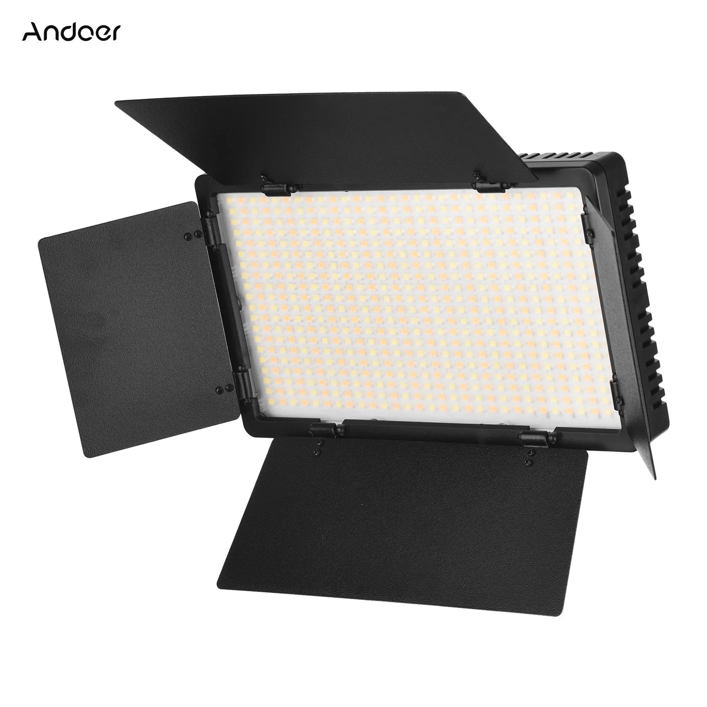 Andoer LED-600 LED 3200-5600K Video Light Photography Light Panel with Barndoor 1/4 Inch Screw Ball Head for Photography Studio