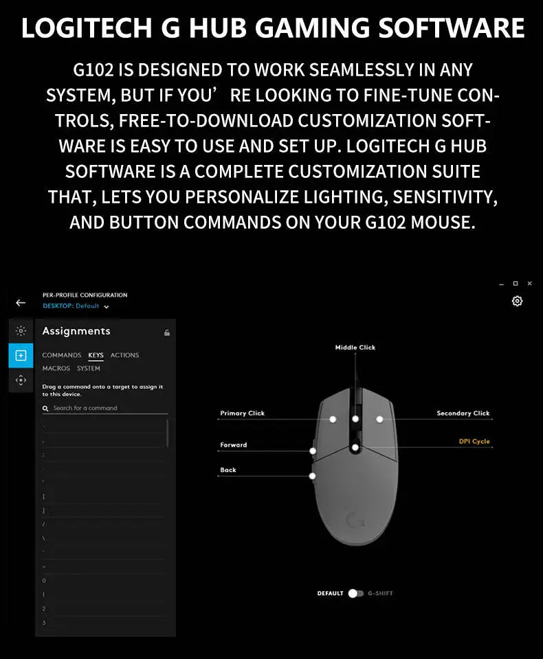 Logitech G102 Wired Gaming Mouse Adjustable DPI 16.8M RGB Colors Mechanical Buttons Ergonomic Design for Competitive Gamers