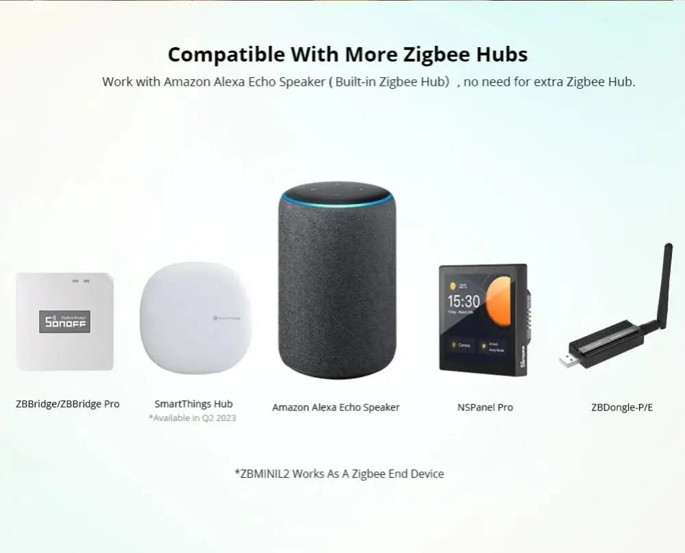 SONOFF ZBMINI L2 Extreme ZigBee Smart Switch No Neutral Wire Required 1-Gang 2-Way Control Switch Alexa Voice Work with ZBBridge
