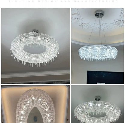 2025 Modern Luxury Round Oval Crystal Chandelier For Living Dining Room Chrome Luster LED Pendant Lights Hotel Duplex Villa Lamp