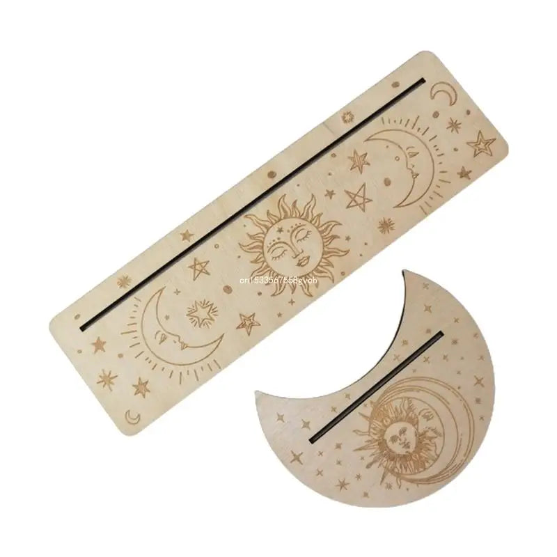 Wooden Stand for Tarot Moon Shape Rectangle Card Set Altar Stand Wood Display Witch Divination Tools Game Accessories Wholesale