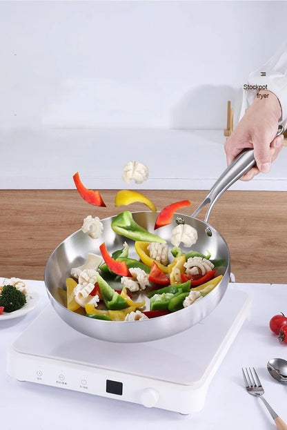 304 stainless steel frying pan, non stick pan, steak pan, suitable for gas stoves and induction cookers, uncoated kitchen utensi
