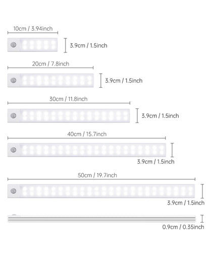 Night Light 20/30/40/60CM Motion Sensor Light Wireless USB LED Cabinet Light Wardrobe Lamp For Kitchen Cabinet Bedroom Wardrobe