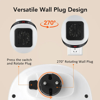 Plug In Heater Mini Electric Heater Warmer Wall Mounted Heater Fan for Home Office Dorm Room Radiator Remote Warmer Machine