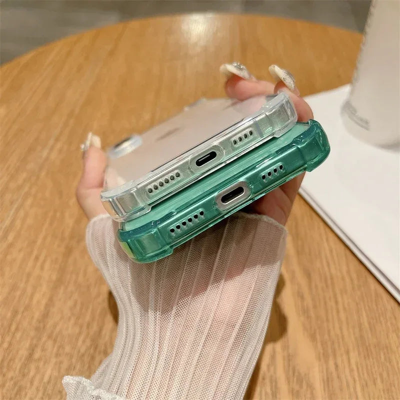 Luxury Jelly Clear Silicone Soft Case For iPhone 11 12 13 14 15 16 Pro Max 16 Plus Shockproof Protection Transparent Back Cover