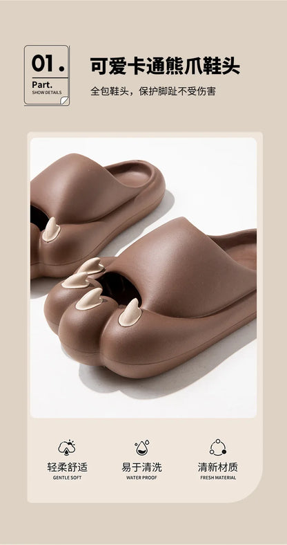 Cute Tiger Paw Slippers Men New Summer Outdoor Slides Shoes Unisex Funny Cartoon Bear Cat Claw Lovers Slipper Novelty Flip Flops