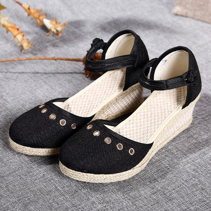 Sandals Women 2024 Summer Comfortable Platform Wedge Sandals Braided Buckle Breathable Wedge Sandals Outdoor Female Shoes