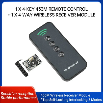 RF 433MHz Receiver Module 4-Channel Switch Transmitter Wireless Remote Controll RX480E Learning Code Decoding Receiver DIY kit