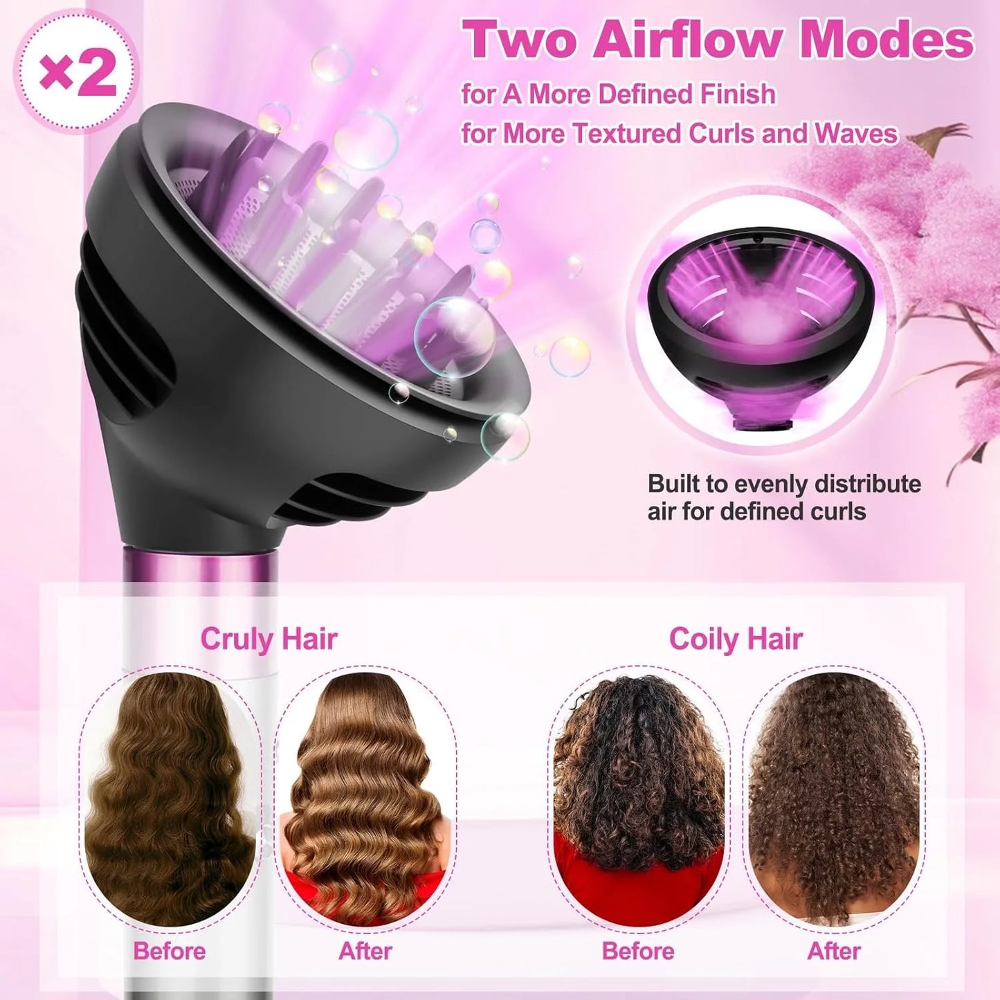 Wave Curl Diffuser Attachment For Dyson Airwrap Two Airflow Dome Diffuse Modes For Airwrap HS01/05 Hair Diffuser to Dry Hair