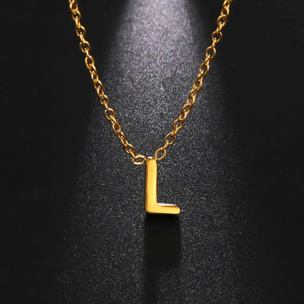 Cazador Minimalist Initial A-Z Letter Necklace for Women Alphabet Stainless Steel Choker Chains Jewelry Birthday Gift Wholesale