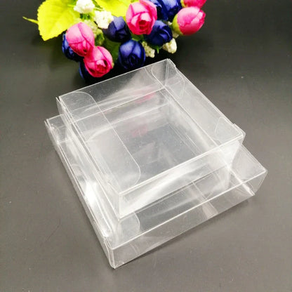 50pcs Ax10x10 Transparent Jewelry Gift Box Clear PVC Plastic Box Packaging Wedding Christmas Gift Box for Jewelry Storage Boxes