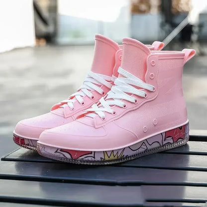 Men Rain Boots Fashion Trendy Nude Boots Anti-skid Work Chef Shoes Durable Waterproof Rubber Fishing Shoes Male Sneakers 2023New