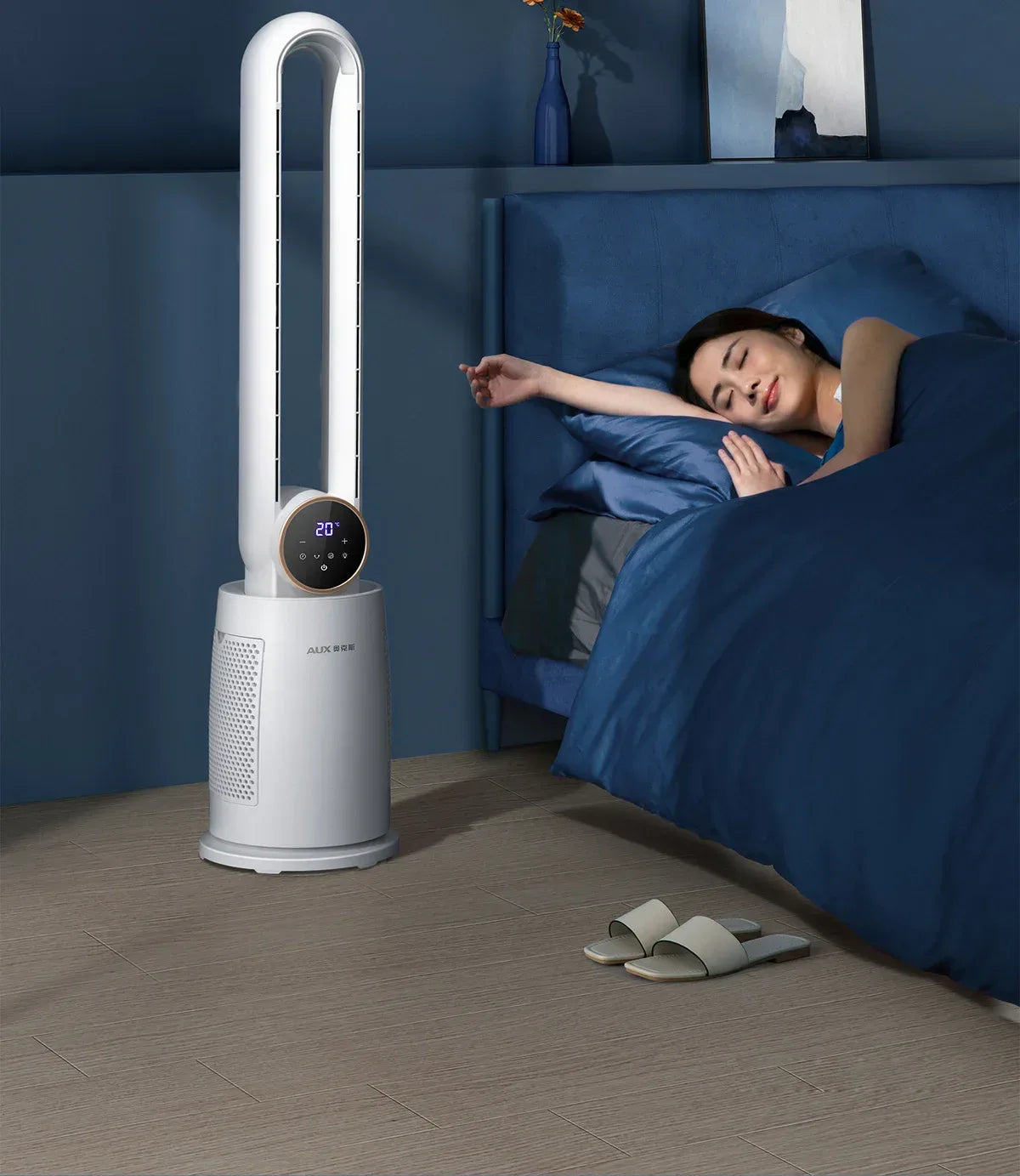 Bladeless Tower Fan with Remote Control 120° Oscillating Air Purifier for Baby Room/Dorm Quiet Floor Fan with Sterilization
