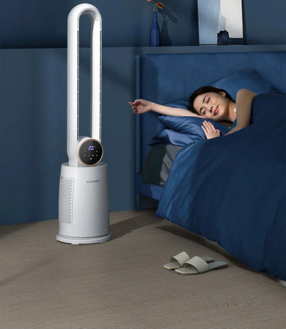 Bladeless Tower Fan with Remote Control 120° Oscillating Air Purifier for Baby Room/Dorm Quiet Floor Fan with Sterilization
