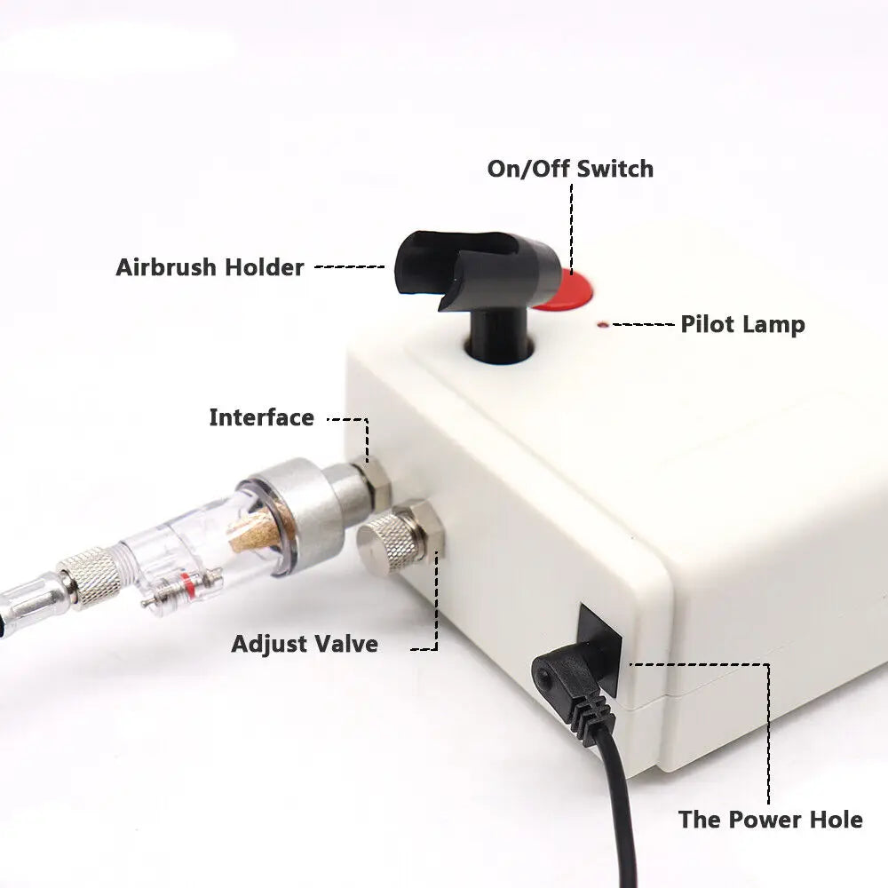 Mini Airbrush Compressor Kit Spray Gun Dual Action Air Brush Paint Model 0.3MM