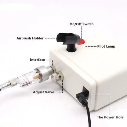 Mini Airbrush Compressor Kit Spray Gun Dual Action Air Brush Paint Model 0.3MM