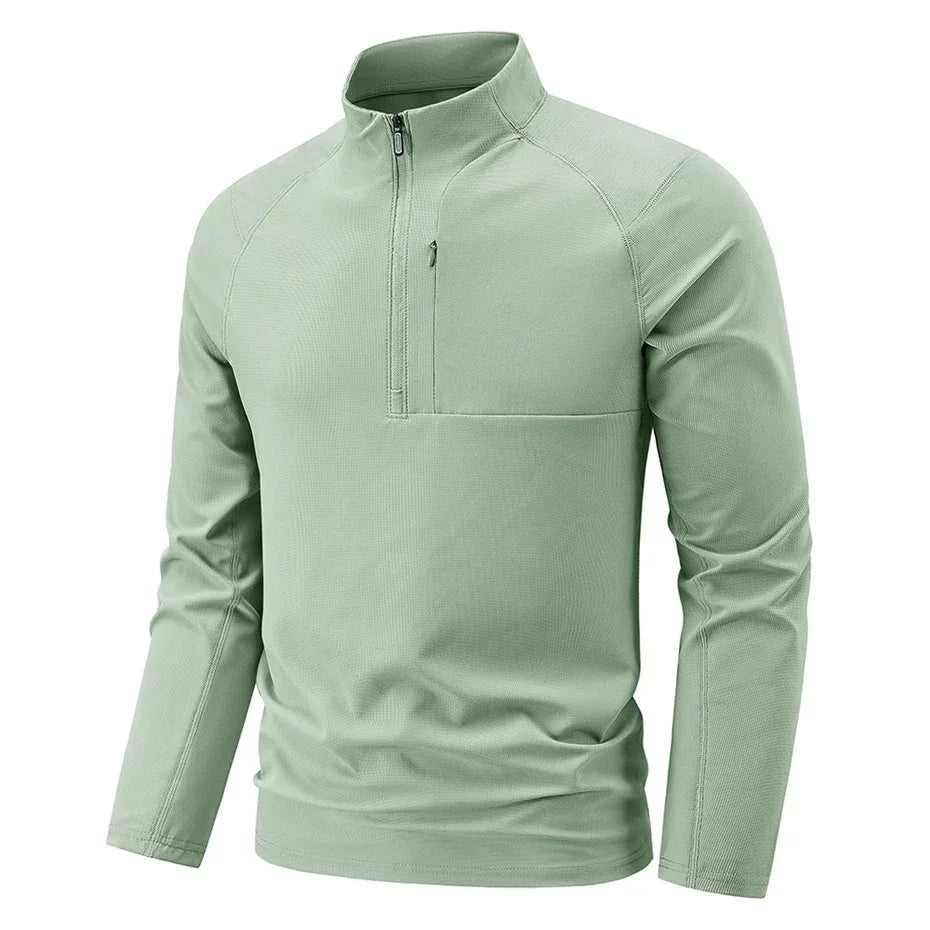 Quick Dry Men's Polo Shirt Stand Collar Pullover Male Long Sleeve Half Zipper Spring Big Size Plus Large 6XL 7XL 8XL Sport Golf