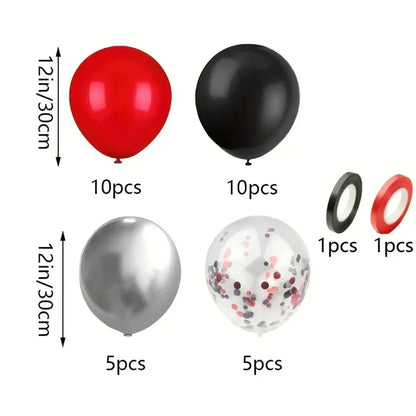 32pcs Balloon Set with Red and Black Balloons Colorful Confetti Balloons Wedding Valentine's Day Birthday Party Balloon New Year