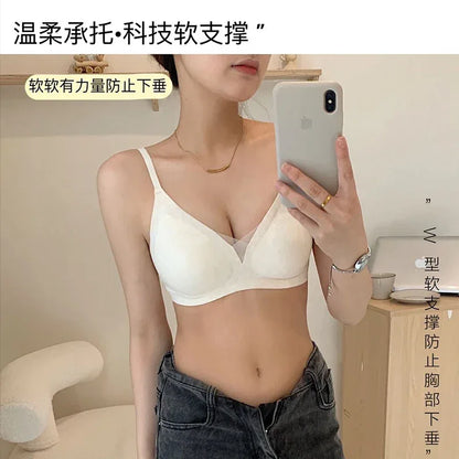 YUQI Leopard Print Bra - Ultra Thin No Underwire, Anti-Sag Bralette, Big/Small Chest Lightweight Gather, Breathable Smooth