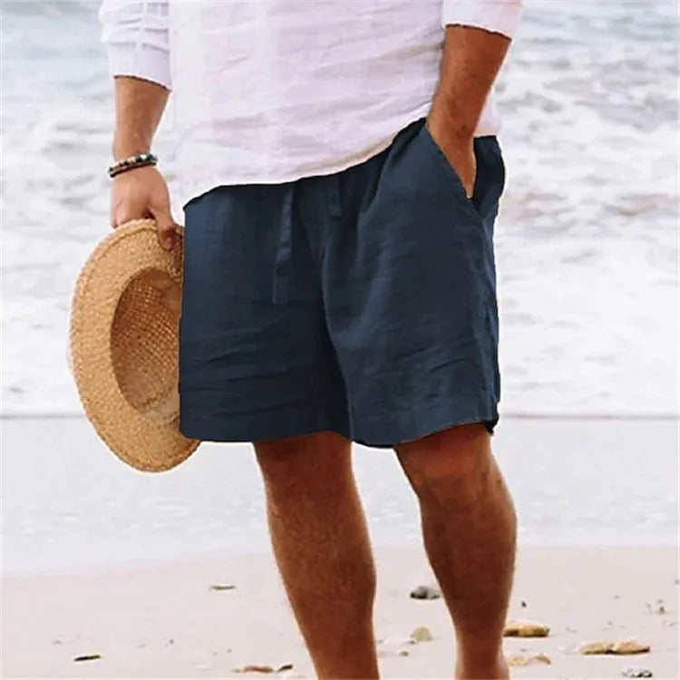 2025 Linen fabric summer Sports Shorts Men Beaching Shorts pocket Bodybuilding Sweatpants Fitness Jogger Running Gyms Men Shorts