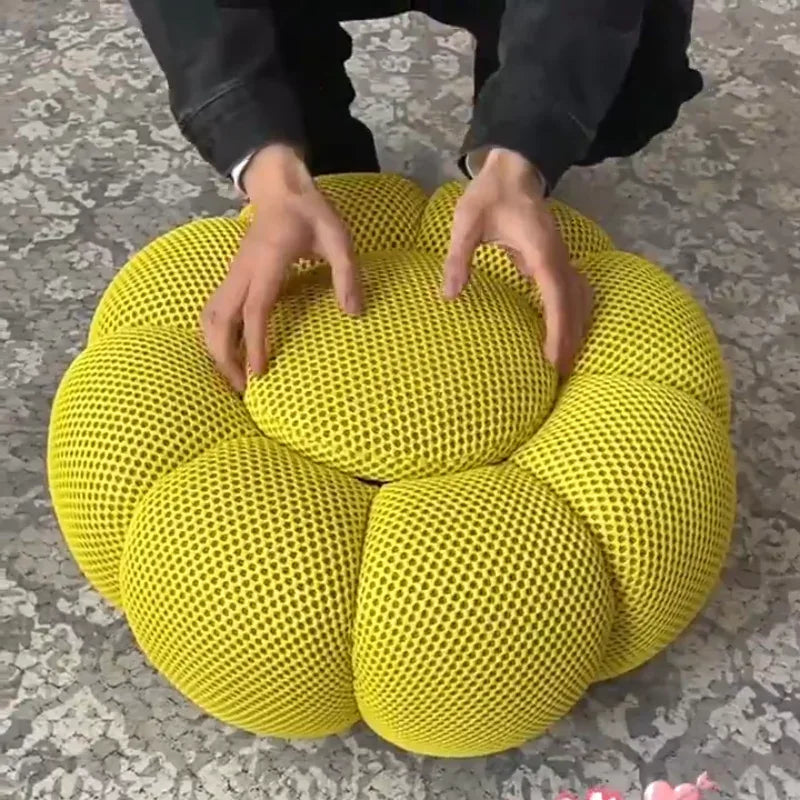 Nordic Sofa Pedal Simple Round Stool Low Ottomans Living Room Sofa Footstool 3D Fabric Creative Leg Footstool Pumpkin Footstools