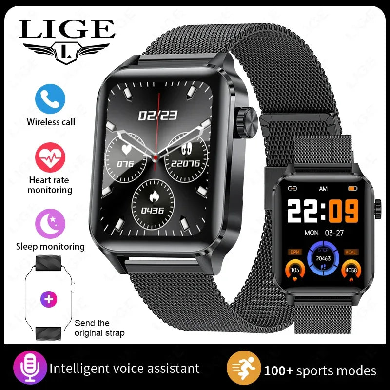 LIGE Smart Watch Sport Fitness Sleep Monitor Fashion Luxury Women's Watch Bluetooth Call Message Clearance Sale Men's Smartwatch