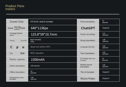 Portable S35 Translator Device Big Screen 148 Languages Voice Tradutor Intelligent Real-time Translating Offline Translation