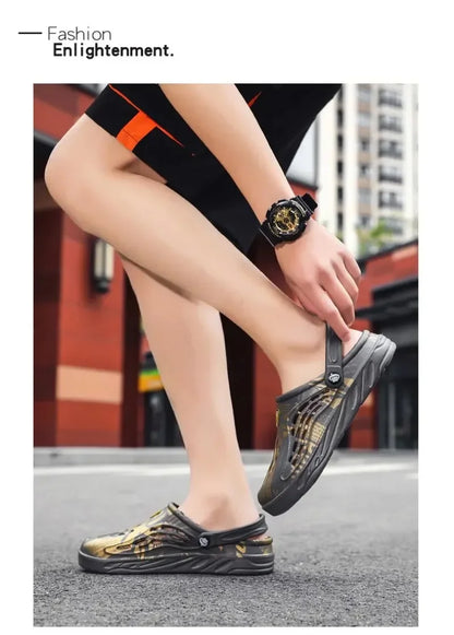 Plus Size 49 Men Non-slip Sandals Clogs Men and Women Home Beach Slippers Breathable Lightweight Men Outdoor House Slides